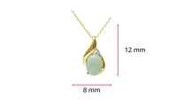 10K Yellow Gold Jade And Diamond Pendant - 18"