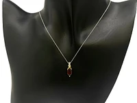 10K White & Yellow Gold Garnet and Diamond Pendant, 18"