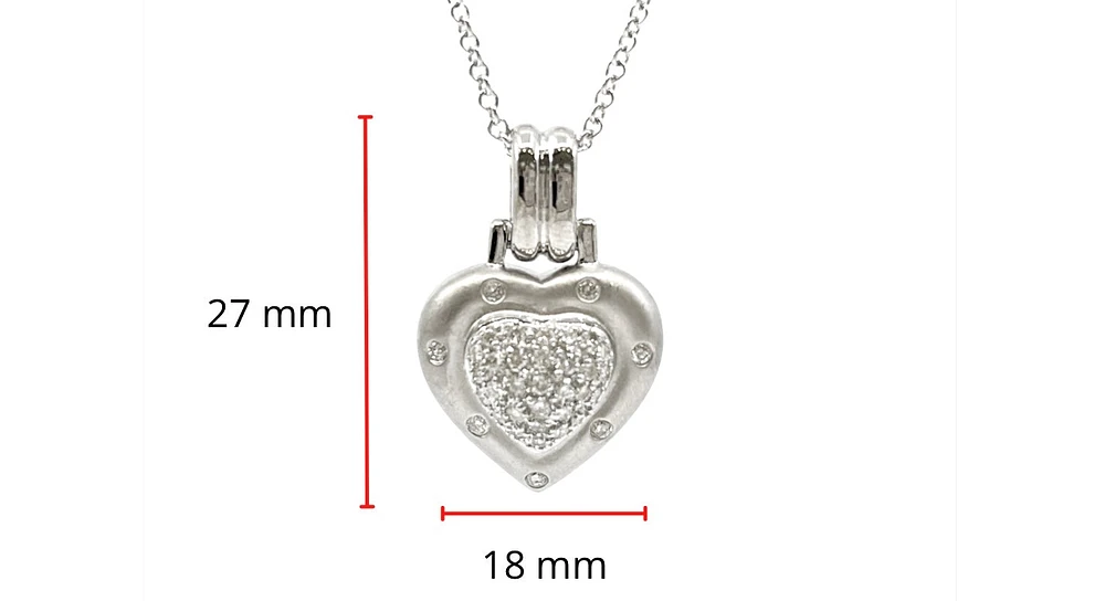 14K White Gold 0.55 cttw Diamond Heart Pendant, 18"