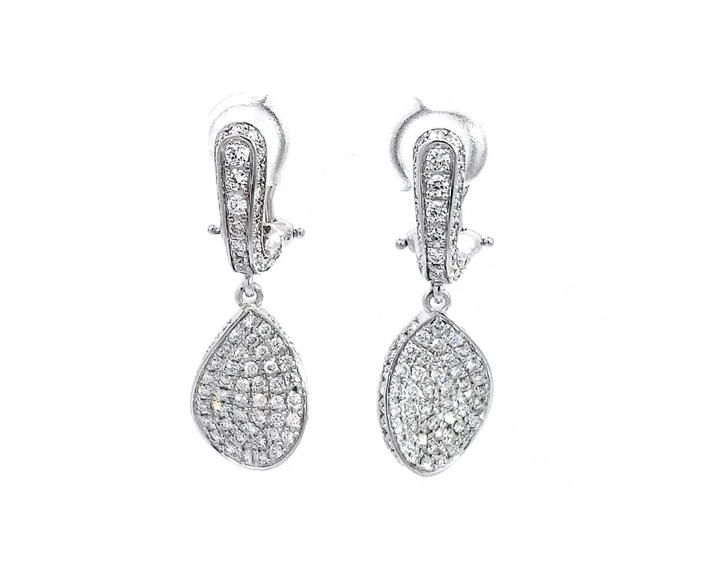 14K White Gold 2.15cttw Diamond Dangle Earring