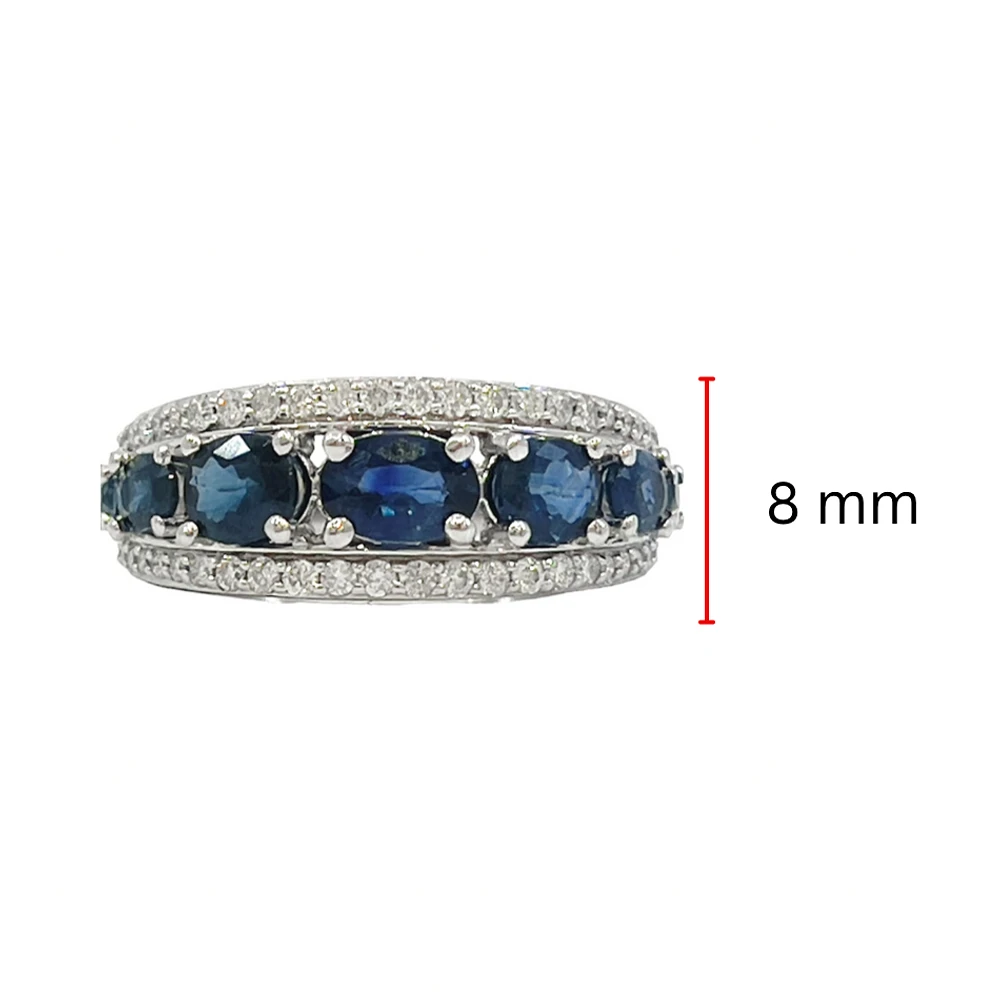 10K White Gold Sapphire and Diamond Ring