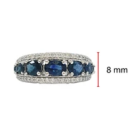 10K White Gold Sapphire and Diamond Ring