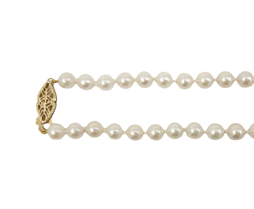 5.5-8mm White Cultured Graduated Pearl Strand with 14K Yellow Gold Pearl Clasp - 20"