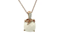 10K Rose Gold Agate And Diamond Necklace, 18"