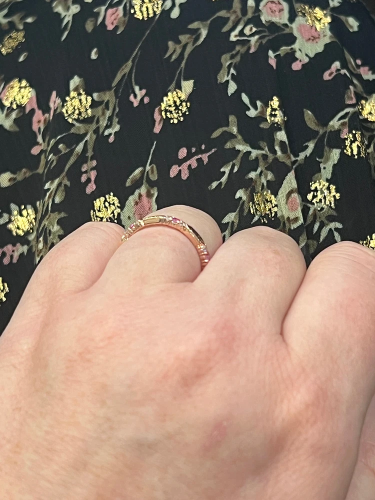 10K Rose Gold Pink Sapphire & Diamond Ring, size 5.75 - 4.5