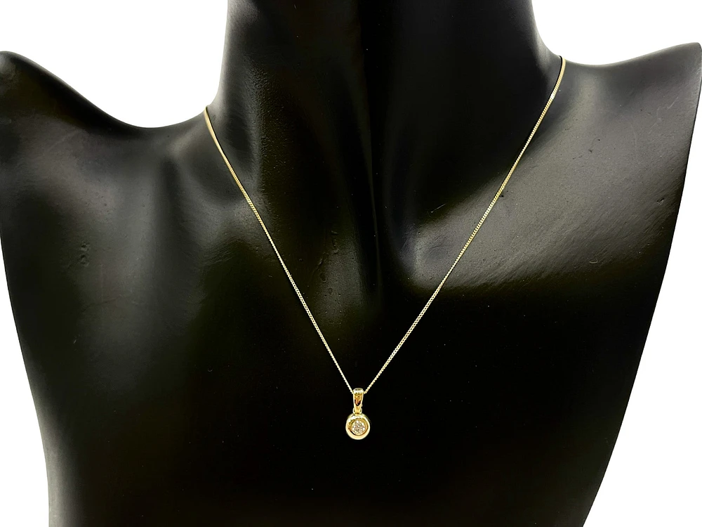 10K Yellow Gold 0.10cttw Diamond Necklace, 18"