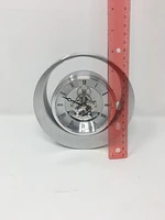 Round Silver Clock with Brass Movement