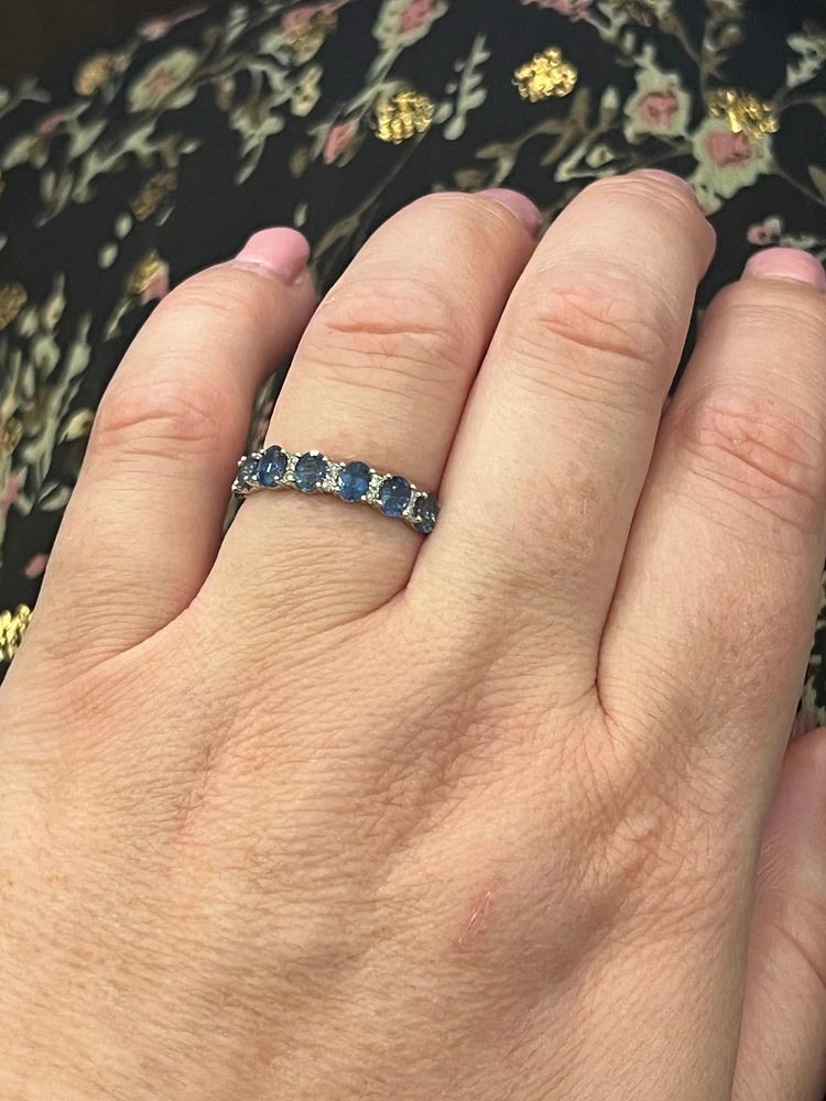 10K White Gold Sapphire & Diamond Ring, size 6.5