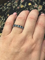 10K White Gold Sapphire & Diamond Ring, size 6.5