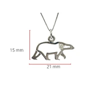 10K White Gold 0.067cttw Canadian Diamond Polar Bear Pendant, 18"