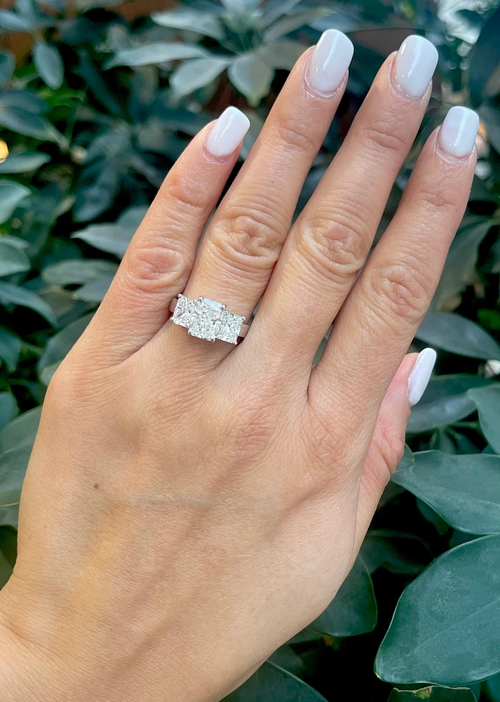 14K White Gold 3.43Cttw Lab Grown Cushion Cut Diamond Engagement / Anniversary Ring  - 7