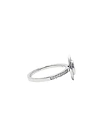 10K White Gold 0.18cttw Marquise Cut Diamond Halo Engagement Ring, size 6.5