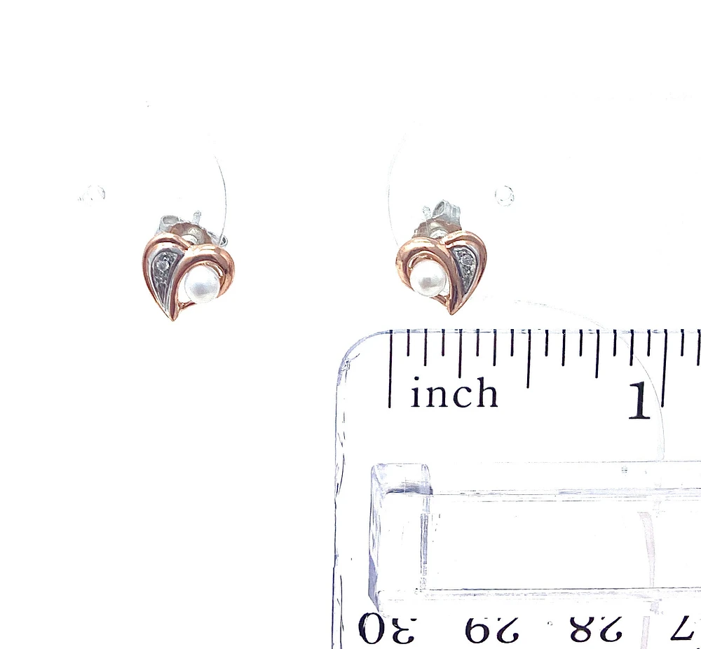 Rose Gold Pearl & Diamond Earrings