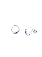 10K White Gold 0.10cttw Amethyst & 0.02cttw Diamond Eternity Stud Earrings