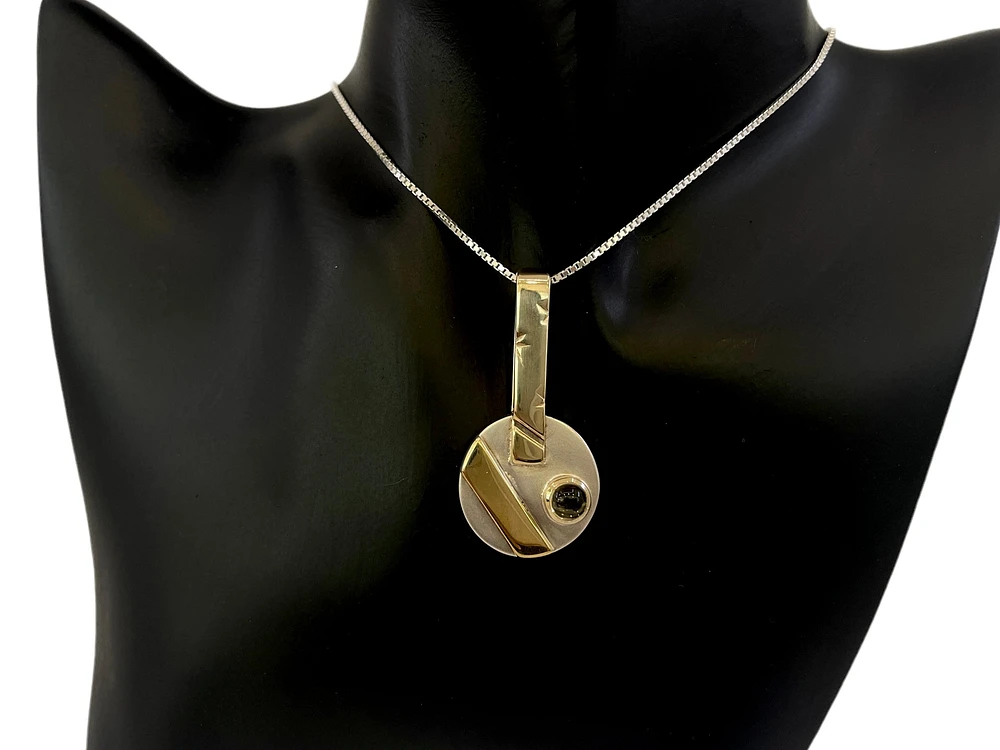 Silver & 18K Yellow Gold Plated Citrine Pendant, 18"