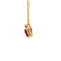 10K Yellow Gold Garnet and Diamond Heart Pendant, 18"