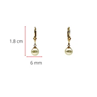 14K Gold 7-7.5mm Cultured Pearl Earrings with Lever Backs