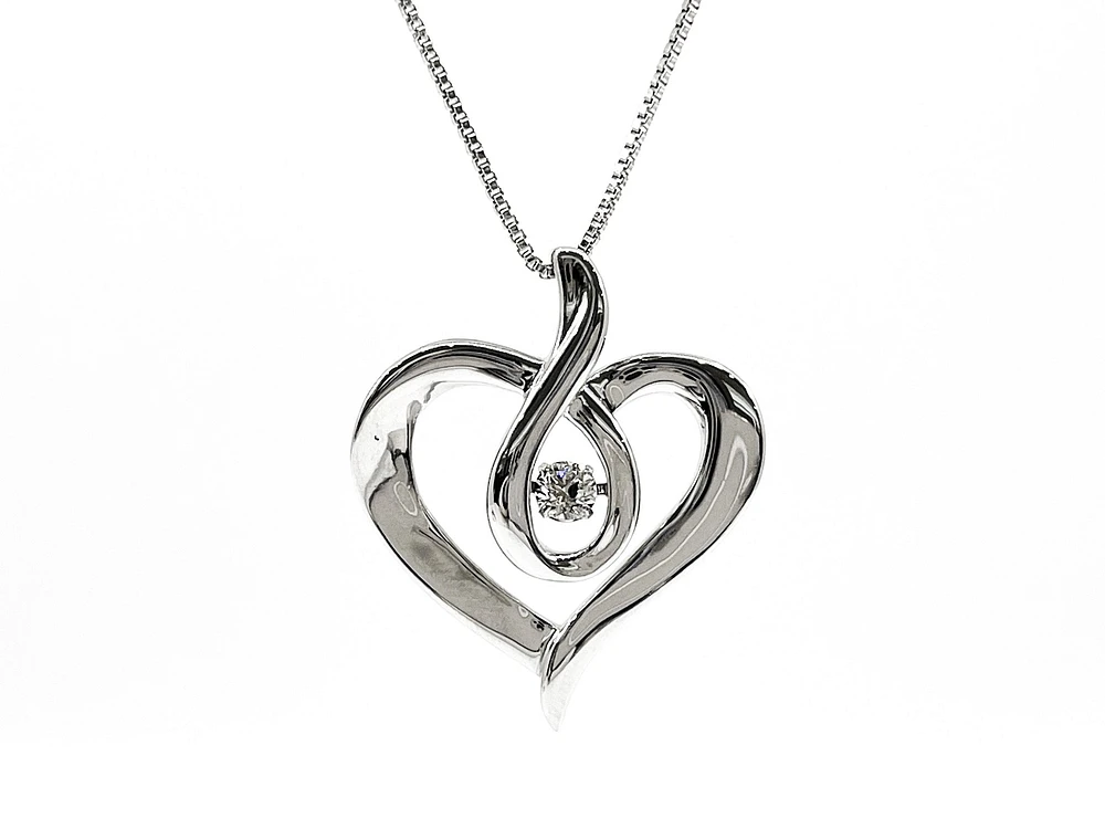 Sterling Silver 0.142cttw Canadian Diamond Heart Infinity Necklace, 18"