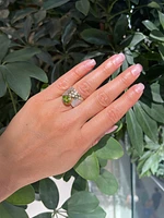 Sterling Silver & 18K Yellow Gold Plated Peridot Ring, size 7