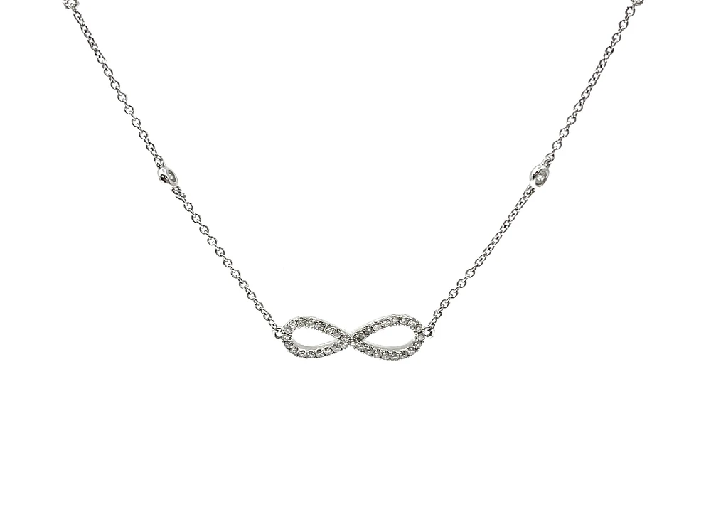 14K White Gold 0.28cttw Infinity Diamond Bracelet - 7 Inches