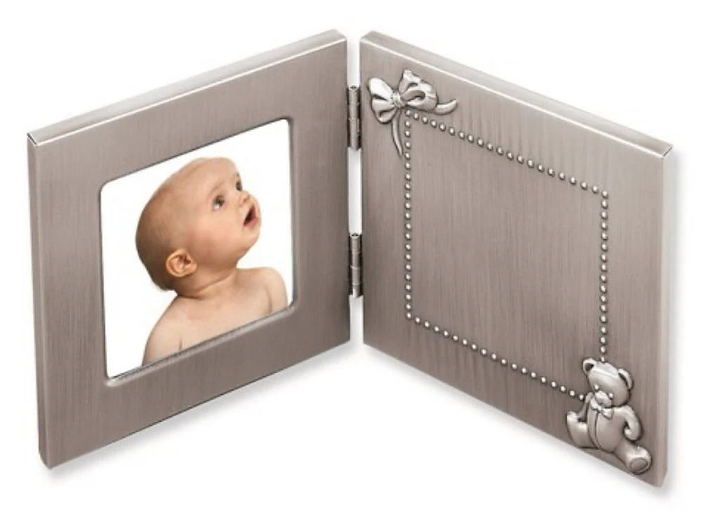 Pewter Finish Hinged Baby 3x3 Photo Frame