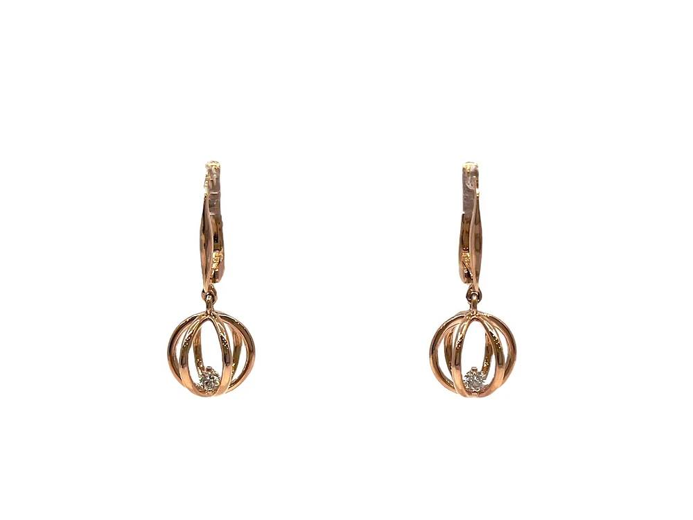 14K Rose Gold 0.124cttw Canadian Diamond Dangle Earrings