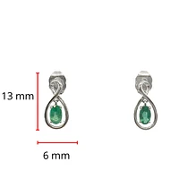 10K White Gold 0.40cttw Oval Cut Emerald Earrings