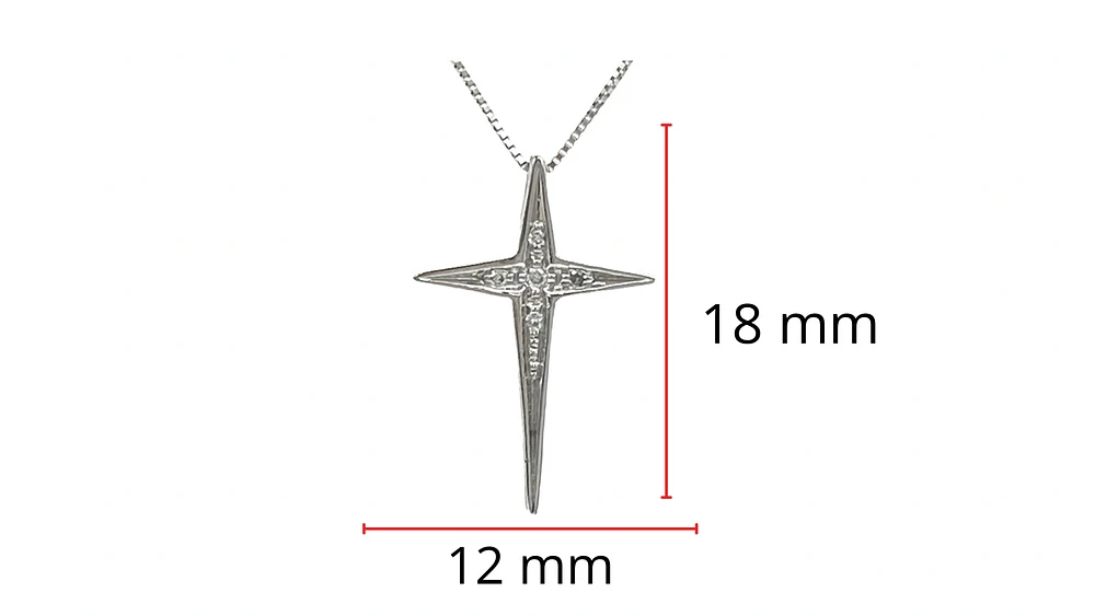 10K White Gold 0.022cttw Diamond Cross Pendant, 18"