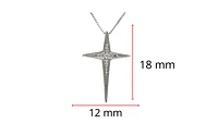 10K White Gold 0.022cttw Diamond Cross Pendant, 18"