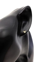 10K 2 Tone Gold Diamond Heart Earrings 0.02cttw
