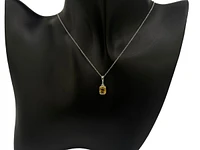 10K White Gold 1.00cttw Cushion Cut Citrine and 0.007cttw Diamond Pendant, 18"