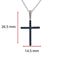 10K White Gold 0.20cttw Sapphire and 0.03cttw Diamond Cross Pendant - 18 inches