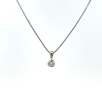 10K White Gold 0.04 cttw Diamond Solitaire Mezza Luna Pendant, 18"