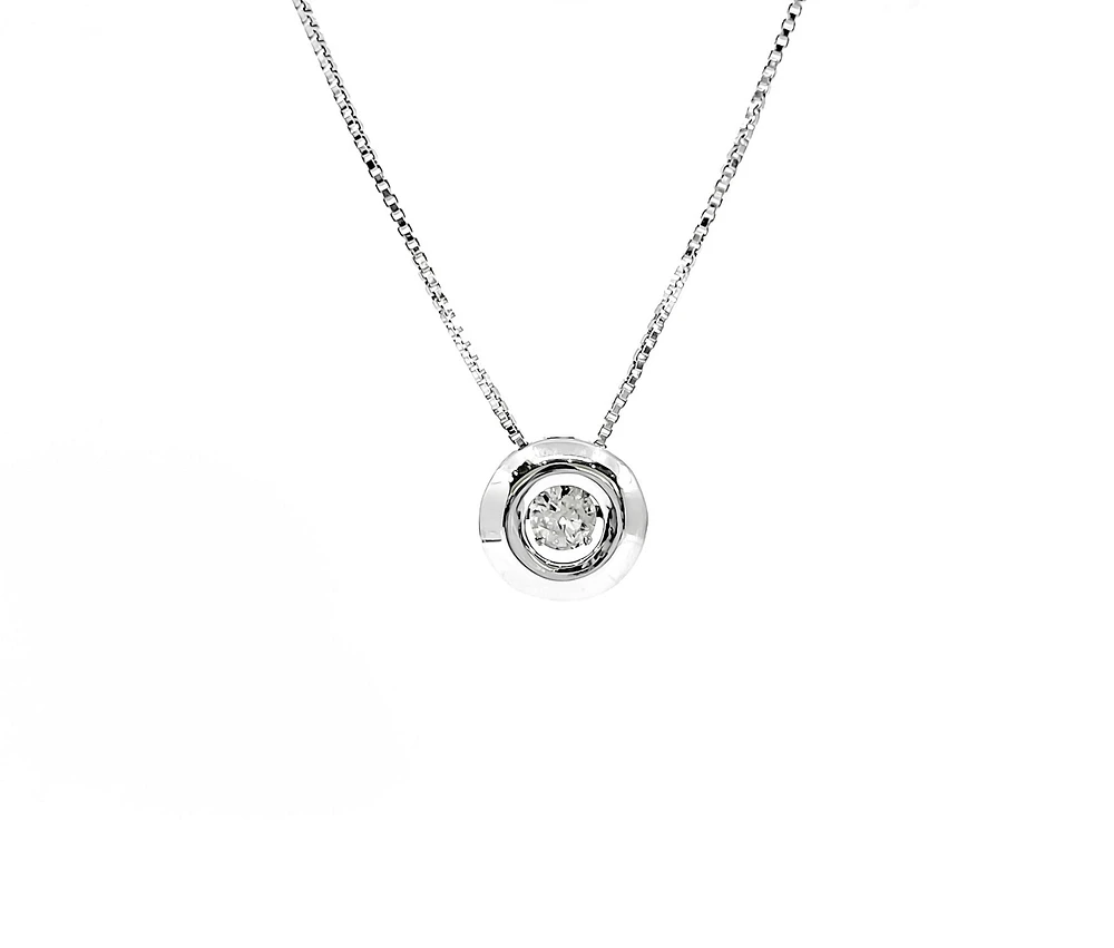 Sterling Silver Canadian Diamond 0.24cttw Round Cut Pendant, 18"