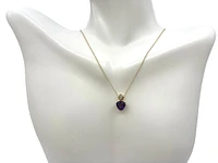 10K Yellow Gold Amethyst & Diamond Necklace, 18"