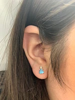 10K White Gold 1.20cttw Genuine Blue Topaz & 0.017cttw Diamond Earrings