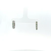10K White Gold Emerald and Diamond Earrings