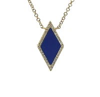 14K Yellow Gold 0.63cttw Lapis Lazuli and 0.09cttw Diamond Necklace, 18"