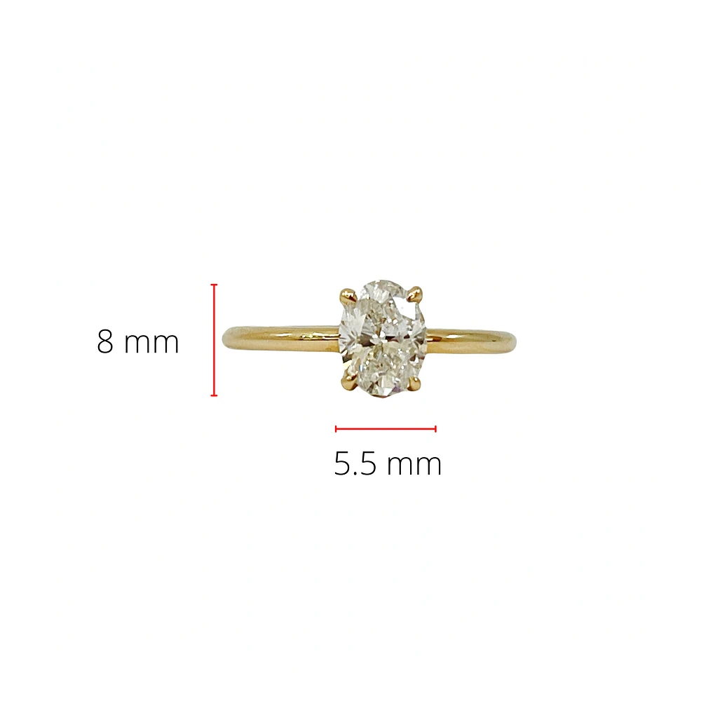 14K Gold 1.05cttw Lab Grown Oval Diamond Engagement Ring - /