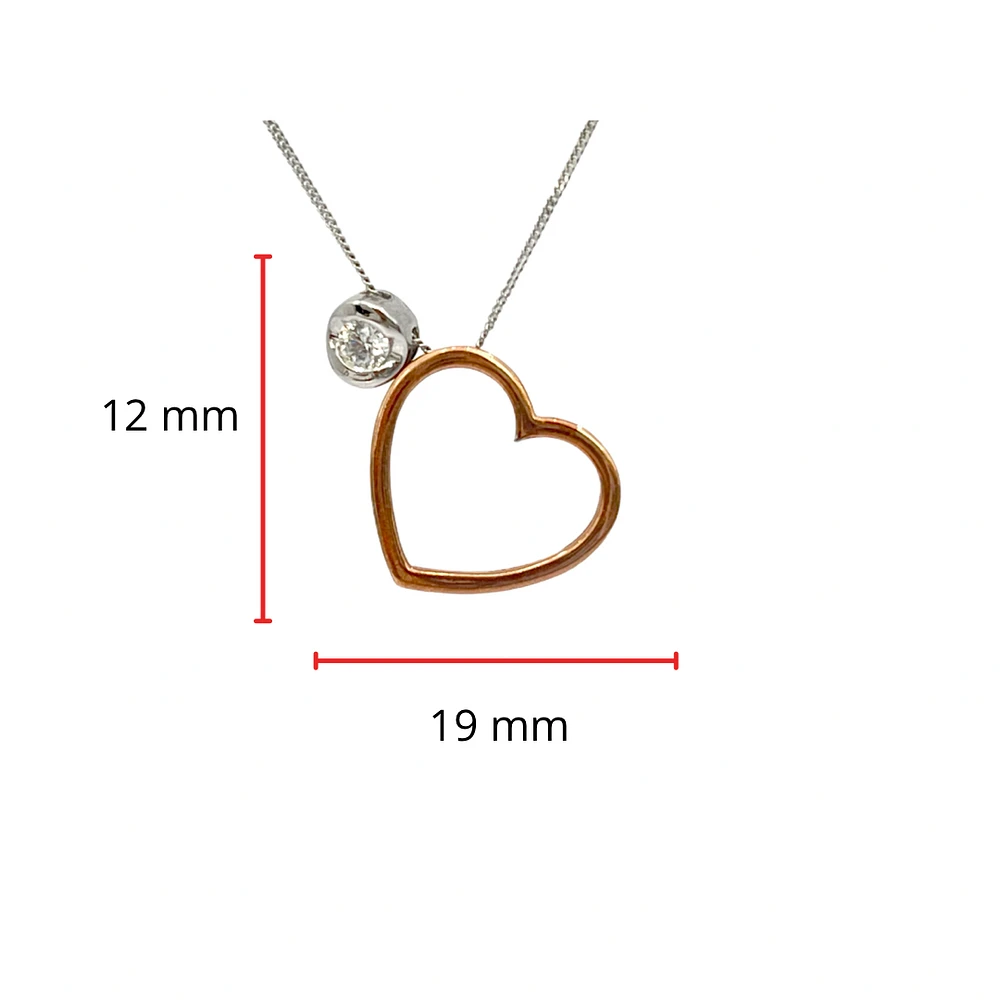 10K White & Rose Gold 0.09cttw Canadian Diamond Heart Necklace, 18"