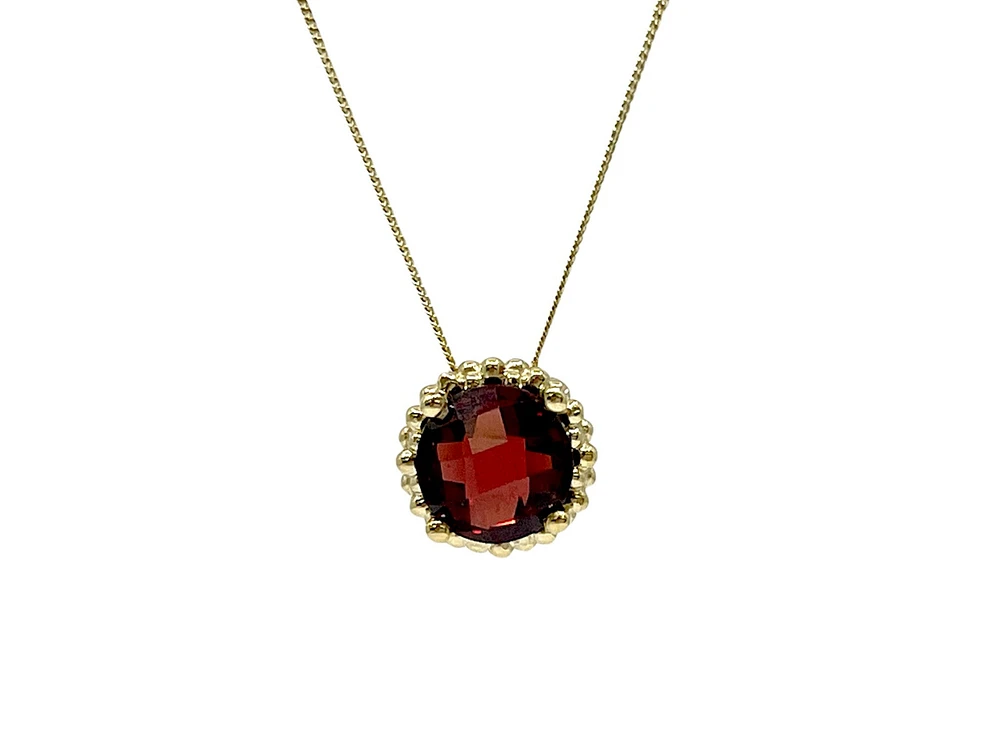 10K Yellow Gold 8mm - 2.50cttw Garnet Necklace - 18 Inches