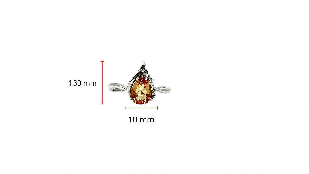 10K White Gold 0.80cttw Genuine Citrine and 0.019cttw Diamond Ring, size 7
