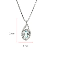925 Sterling Silver Aquamarine & Diamond Necklace