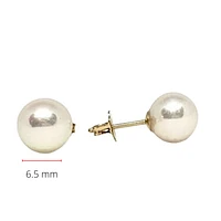 14K Gold 6-6.5mm Cultured Pearl Earrings with Butterfly Backs