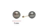 14K White Gold 7mm Tahitian Pearl Stud Earrings with Butterfly Backs
