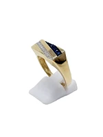 10K Yellow Gold Sapphire and 0.10cttw Diamond Ring - /