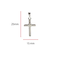 925 Sterling Silver 25mm x 15mm Flat Cross Charm with a Heart Center