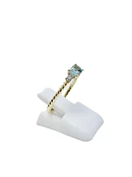 10K Yellow Gold 0.40cttw Genuine Oval Cut Aquamarine & 0.02cttw Diamond Ring, size 6.5