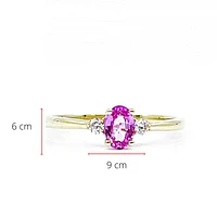14K Yellow Gold Pink Sapphire 0.62cttw & Canadian Diamond 0.08cttw Ring