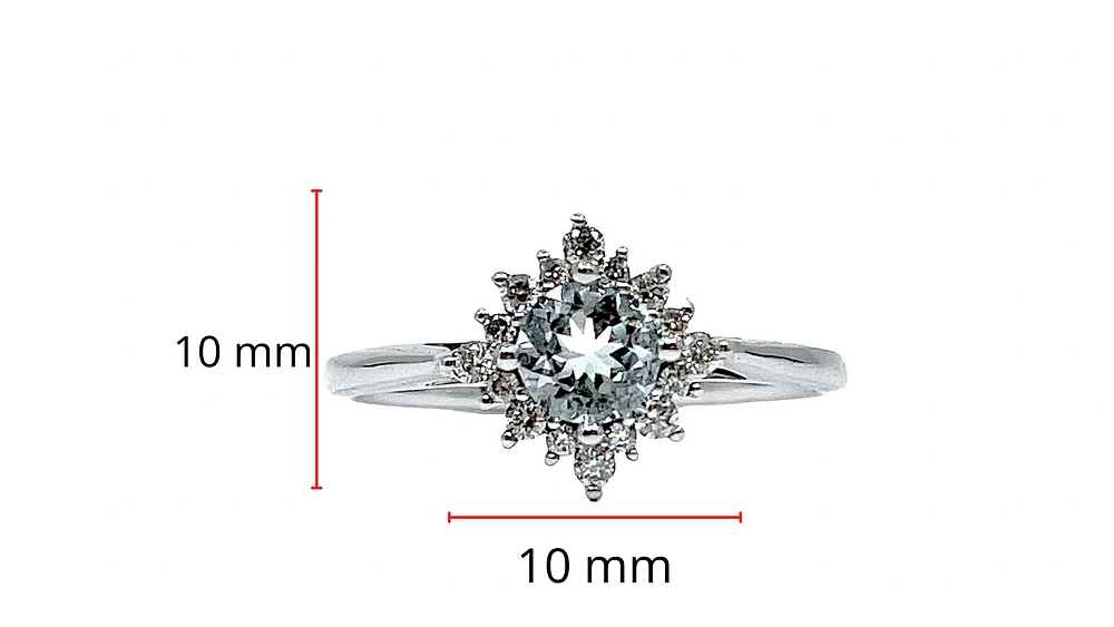 10K White Gold 0.45cttw Aquamarine and 0.176cttw Diamond Ring